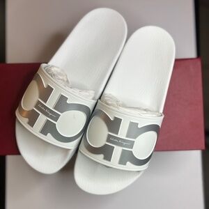 New in Box Salvatore Ferragamo Men's Groove 2 Sandals - Authentic!-Bianco/Gan